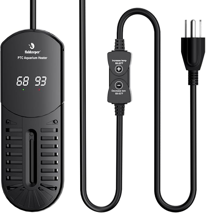 fishkeeper Aquarium Heater, 500W Submersible Fish Tank Heater with Induction Heating (IH) Systems and Temperature Controller for Freshwater Saltwater, LED Display, Explosion (No Glass) for 90-130 Gal