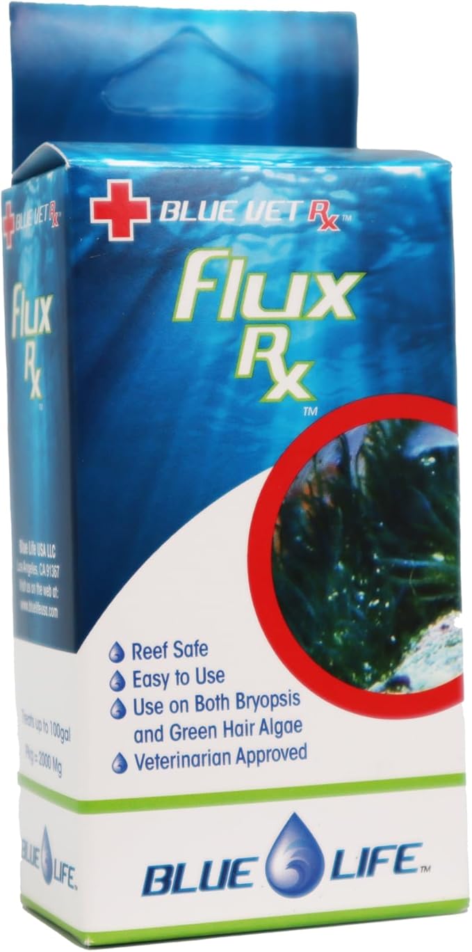 Blue Life Flux Rx - 2000mg Treats up to 100Gal Reef Safe, Use on Both Bryopsis and Green Hair Algae