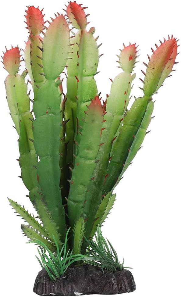 GLOGLOW Reptile Terrarium Plants 5x5.5x15cm Plastic Artificial Plants for Vivarium Landscaping Decor, 83g Lightweight, for Tortoises Lizards Geckos Bearded Dragons Desert Habitats