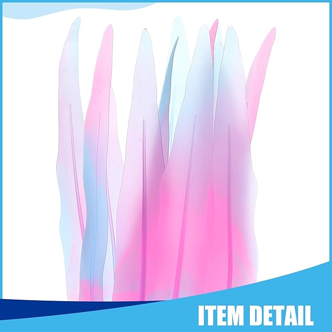 Soft Silicone Glowing Seaweed, Fluorescence Aquatic Artificial Kelp for Aquarium (Pink)