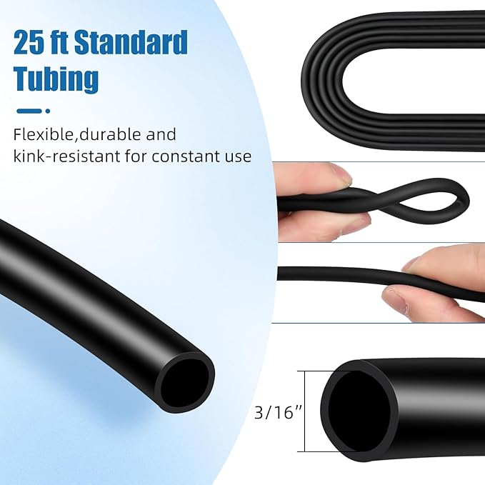 AQUANEAT 50 Feet Aquarium Airline Tubing, Standard 3/16" Tubing for Fish Tank Air Pump (Black)