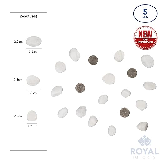 River Rocks Decorative Ornamental Vase Filler 1"-1.5" White Aquarium Gravel 5 lbs - Landscaping Pebbles for Indoor Plants, Fish Tank Gravel, Terrarium& Home Decor, DIY & Crafting – Royal Imports