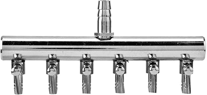 Yosoo Health Gear Air Valve, Air Splitter, Aquarium Air Valve, Stainless Steel Aquarium Fish Tank Air 8mm Turn to 4mm Splitter Control Valve(8 to 4mm six-Hole shunt)