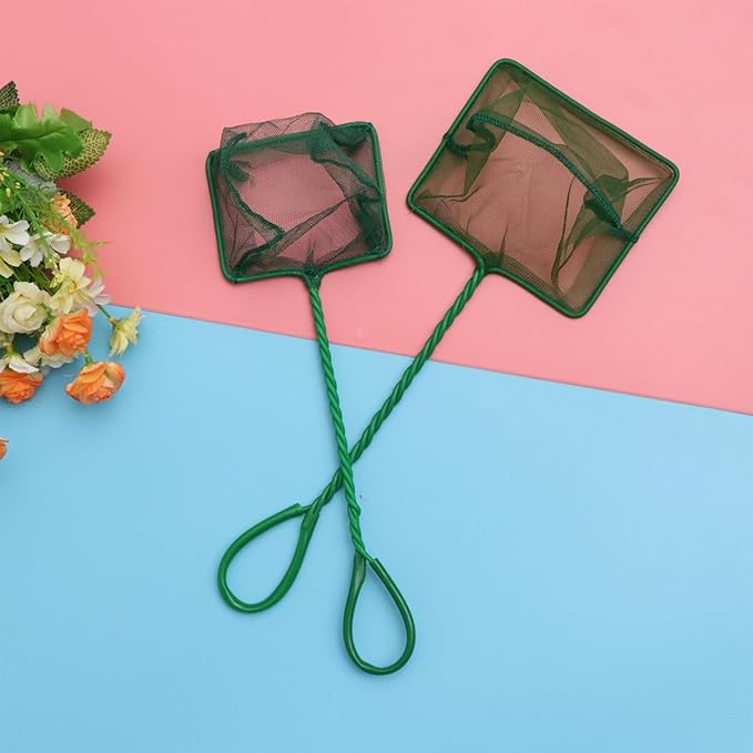 POPETPOP 2pcs Fish Fishing Net Nylon Mesh Tear-Resistant Design for Safe Catching Aquariums Twisted Plastic Handle for Versatile Use