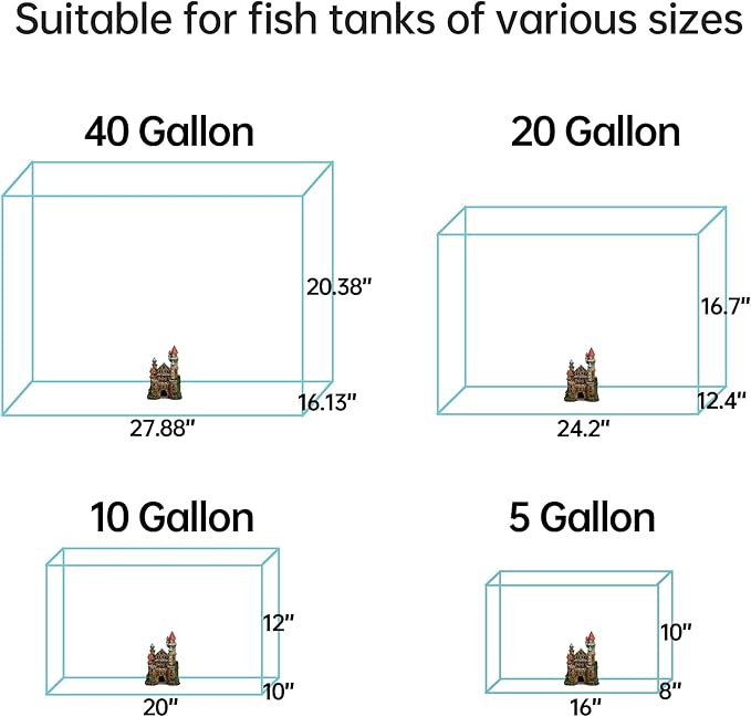 Aquarium Castle Decor – Resin Medieval Fish Tank Decorations with Hiding Holes, Betta Fish Tank Accessories Ornaments, Large Aquarium Decor, Gift for Kids & Fish Lovers