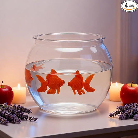 Bokon Nowruz Decorations Set Include 16 oz Plastic Fish Bowl with 3 Fake Plastic Goldfish Floating Aquarium Decor Gold Fish Tank Accessories for Nowruz Mahi Haftseen New Year Table Decoration