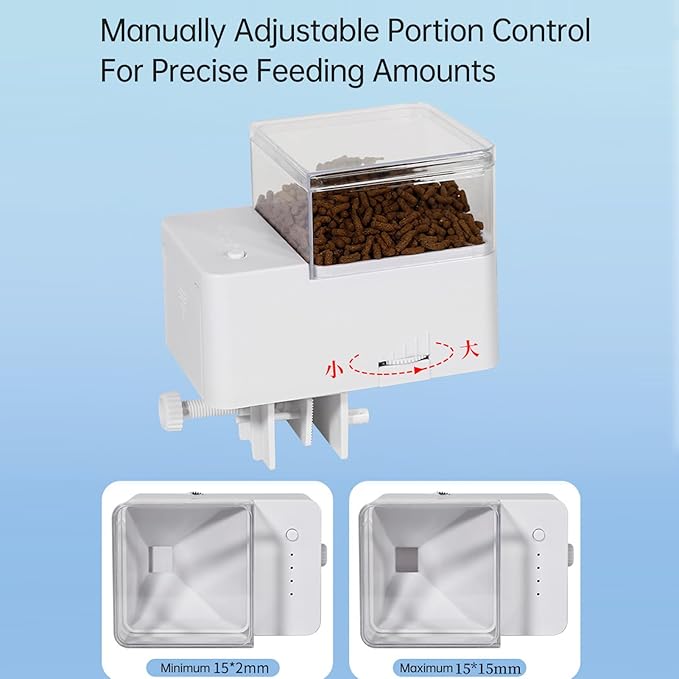 Feeder Large Capacity Fish Feeder Automatic for Tank Feeding Device, Long Battery Life for Precise Feeding Amounts (Four Grid Square [FW-03)