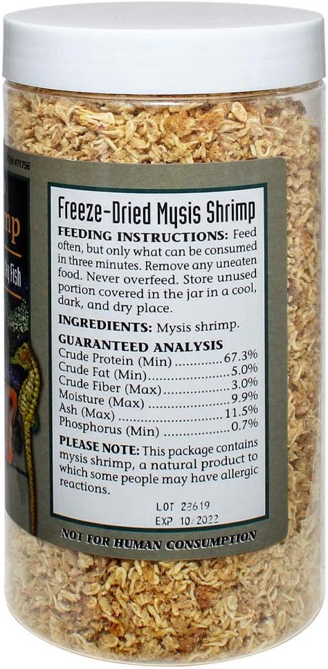 San Francisco Bay Brand Freeze-Dried Mysis Shrimp - Premium Fish Food, Tropical Fish Food, Shrimp Food - Ideal for Freshwater and Saltwater Fish, Cichlids, Angels, Seahorses - 3.56 oz (101g)
