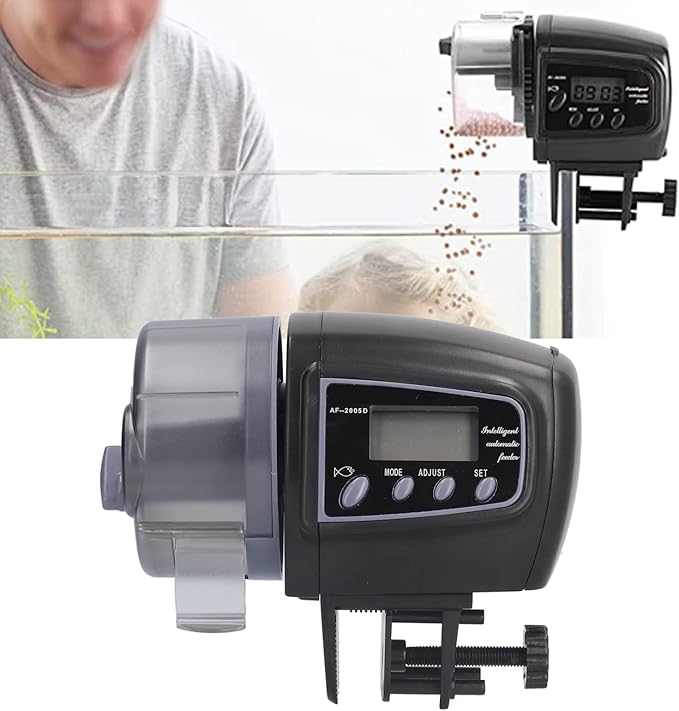 Luqeeg Automatic Fish Feeder, with Multifunctional Equipment, Large Capacity Food Trough, High Definition LCD Screen Digital Display, for Various Specifications of Aquariums