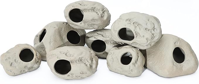 ALEGI Aquarium Rock Cave Decor for Shrimp Cichlid Hiding Breeding (Set 8)