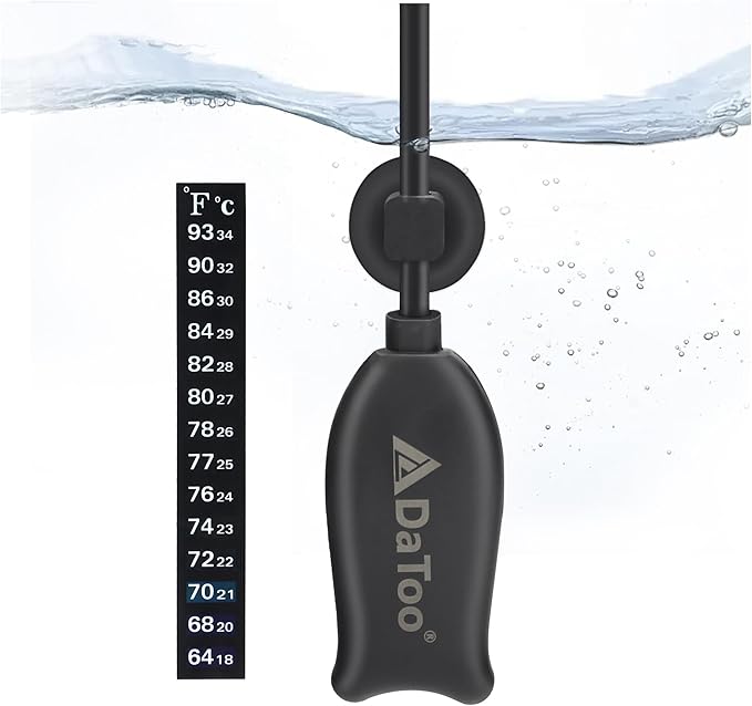 DaToo Super Mini Aquarium Heater 6 Watts Small Fish Tank Flat Heater 6W with Free Thermometer Strip Submersible Slim Betta Heater for Up to 2 Gallon Desktop Aquariums