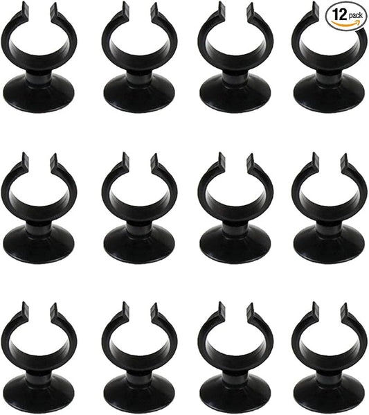 AQUANEAT 12 Pack Aquarium Suction Cup Clip Black, for Aquarium Heater, Tubing Hose, Plant, Decoration, Fish Tank (Black 1 1/4")
