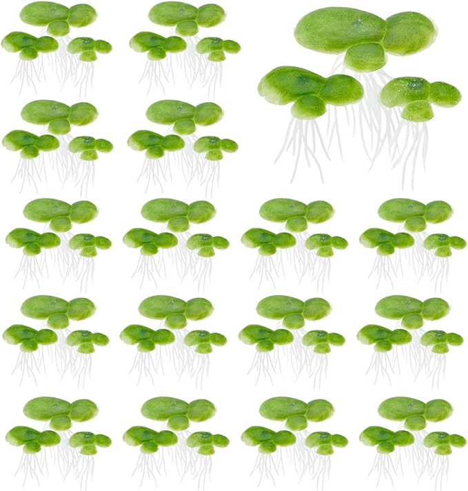 SUPERFINDINGS 90PCS 3 Sizes Artificial Floating Duckweed Plastic Aquarium Floating Plant Artificial Floatings Plants Fish Tank Plant Simulation Floatings Plants for Fish Tank Aquariums