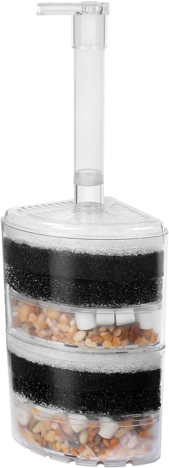 AQUANEAT Sponge Filter, Aquarium Air Driven Corner Filter Sponge for Fry Shrimp Nano Fish Tank