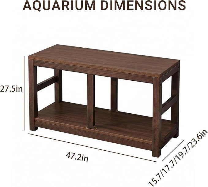 75-90 Gallon Solid Wood Fish Tank Stand, Heavy Duty Aquarium Stand, 660 lbs Load Capacity, Thickened Legs, Easy to Install, L47.2 × W23.6 for Home & Office Aquarium Stands