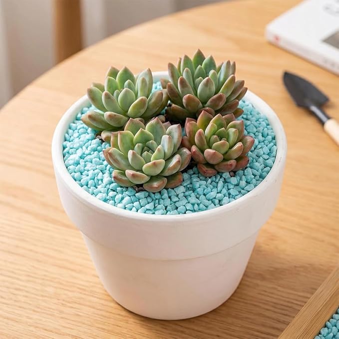 HappyFiller Succulent and Cacus Gravels,3-5mm,Fairy Garden Mini Rocks,Aquarium Fishbowl Decor Pebbles,Indoor Plants Topper Dressing Small Stones,0.88 LB,Blue