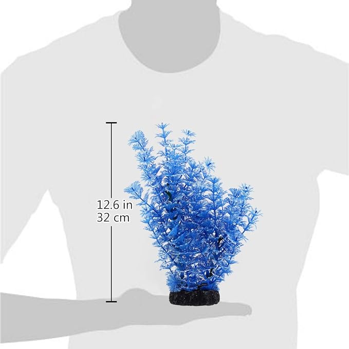 uxcell® Plastic Aquarium Plant/Grass Decorative, Blue/White