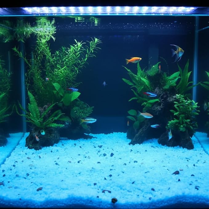 Shiny Stone Glow in The Dark Aquarium Neon Gravel Sand, Decorative Rocks for Fish Tank and Fairy Garden, Home Dec,305g/0.67lbs (3-5mm, Sky Blue)
