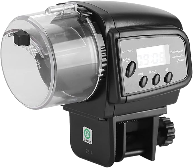 Gavigain Automatic Fish Feeder,LCD Electronic Fish Feeder Dispenser Timer Automatic Aquarium Food Feeding Machine Auto Timer Vacation Feeder for Home Office
