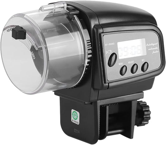 Gavigain Automatic Fish Feeder,LCD Electronic Fish Feeder Dispenser Timer Automatic Aquarium Food Feeding Machine Auto Timer Vacation Feeder for Home Office