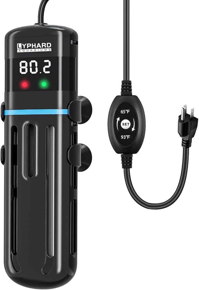 LYPHARD AQUARIUMS Electronic Aquarium Heater, 500W Small Fish Tank Heater, Adjustable Submersible Heater PID Temperature Control with LED Digital, Water Dry Automatic Shut Off for Fresh Seawater
