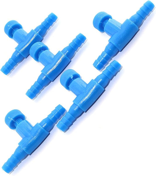 DGZZI T Shaped Control Valve 5PCS Aquarium 2 Way Air Line Regulator Connector for Fish Tank Pump 4mm