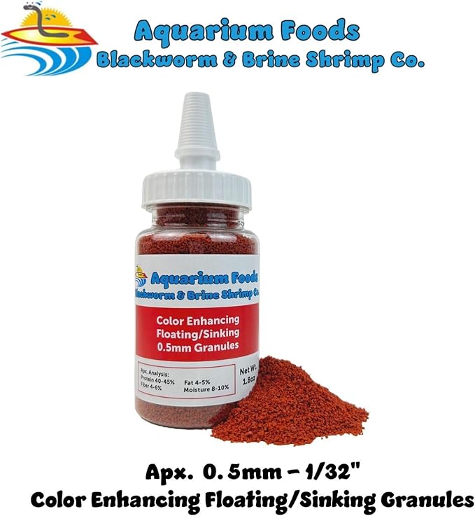 Community Fish Granules 0.5mm High Protein Floating/Sinking Color Enhancing Granules for Freshwaters, Marines, Baby Pond Fish…1.8oz Squeeze Bottle