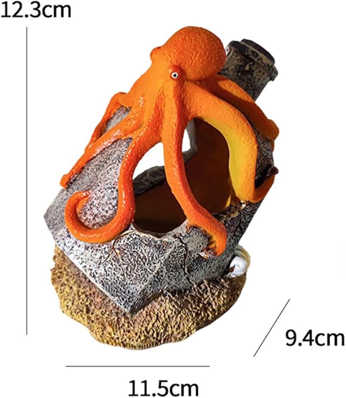 Generic Aquarium Landscaping Octopus Decoration, Fish Tank Decor Ornament, Realistic Octopus Resin Crafted for Shrimp Crab to Rest/Breed/Hiding Caves Hideout (Grey), Gray
