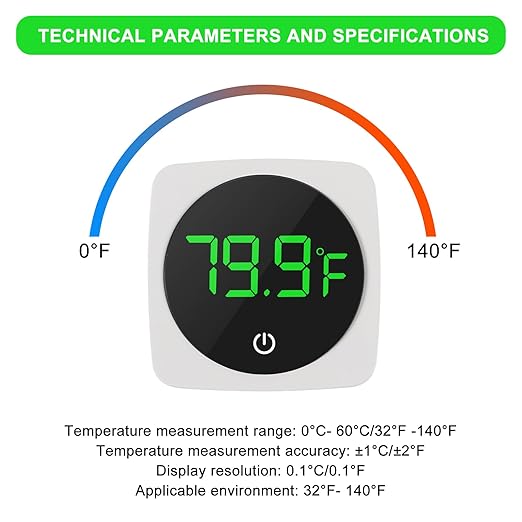 2 PCS Digital Aquarium Thermometer Fish Tank Thermometer with LED Touch Screen Stick-on Fish Tank Thermometer Fahrenheit Tank Temperature Measurement for Fish, Axolotl, Turtle, Square 2PCS