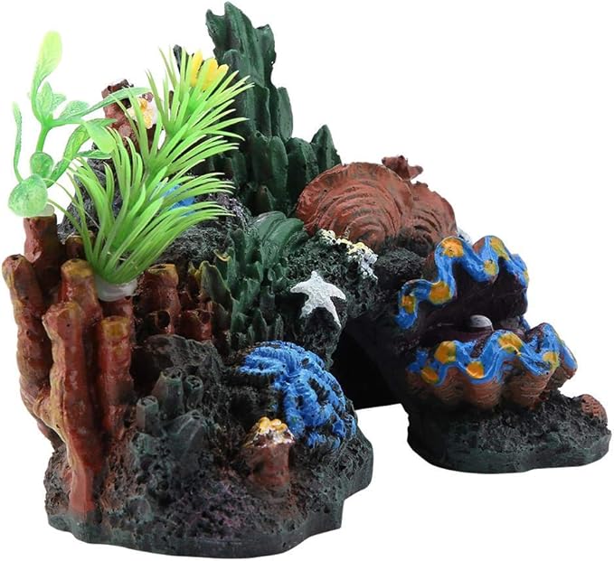 Aquarium CoralCave Decor Colorful Artificial Resin Cave Marine Fish Ornament Mountain View Landscape