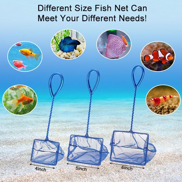 Mogoko 2 Pack Aquarium Net Fish Net, Small Net, Multi-Size Fine Mesh Aquarium Net with Long Plastic Handle for Fish Tank