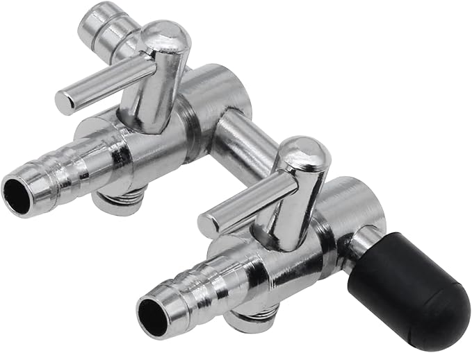 2 Pcs Stainless Steel Air Splitter Flow Control Valve 2-Way Fish Tank Air Flow Control Lever Valve Distributor Splitter Aquarium Control Valve Accessories