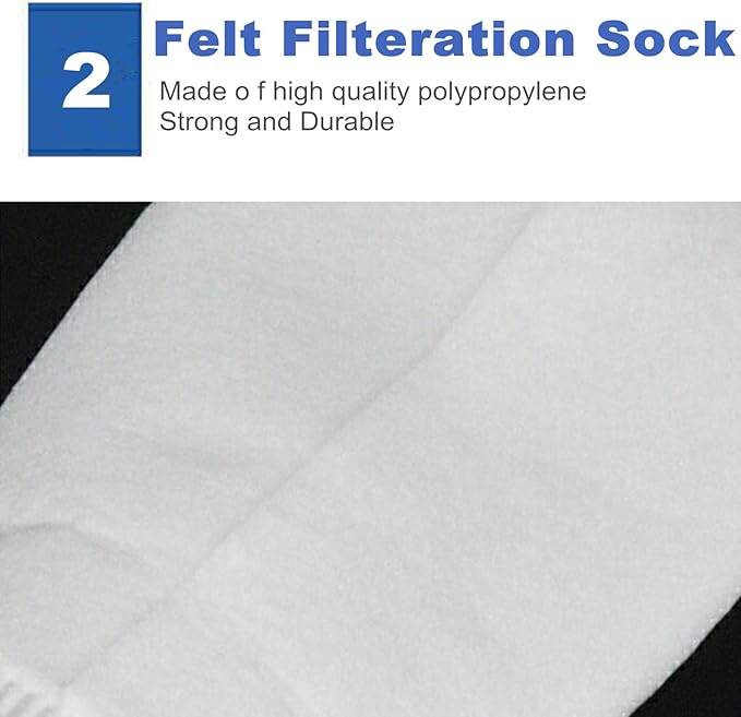 2 Pack 100 Micron 4"x9" Felt Filter Bags, 4 Inch Ring by 9 Inch Long, Aquarium Filter Socks Size 3