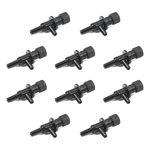 MroMax Aquarium 2 Way Air Line Plastic Regulator Connector for Fish Tank Pump 4mm/0.16", Black 10 Pcs