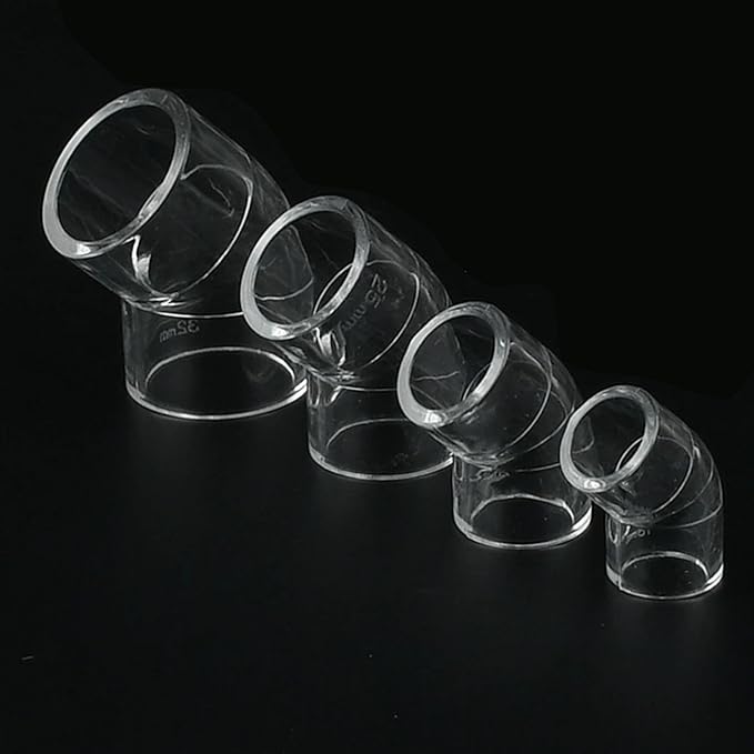 Generic 16 20 25 32 40 50mm Acrylic Pipe 90 Degree Elbow Transparent Plexiglass Fish Aquarium Water Tank Accessories Tank Tee Way Joints, Red, 25mm