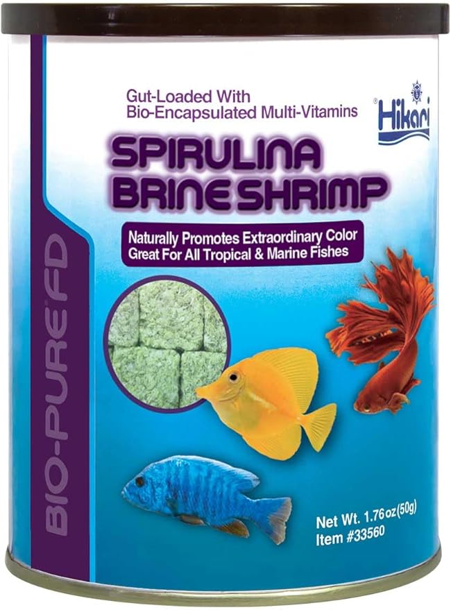 Hikari Bio-Pure Freeze Dried Spirulina Brine Shrimp Cubes for Pets, 1.76-Ounce
