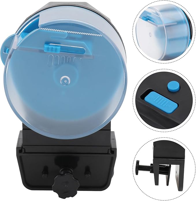 Automatic Fish Feeder Turtle Feeder Self Feeding Food Dispenser for Fish and Turtles Blue Battery Not Included