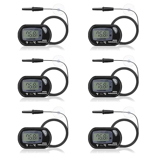 DaToo Aquarium Thermometer with Large LCD Display Fahrenheit/Celsius(℉/℃) Fish Tank Thermometer for Aquarium Reptile Terrarium Digital Water Thermometer with Suction Cup(6 Pack)