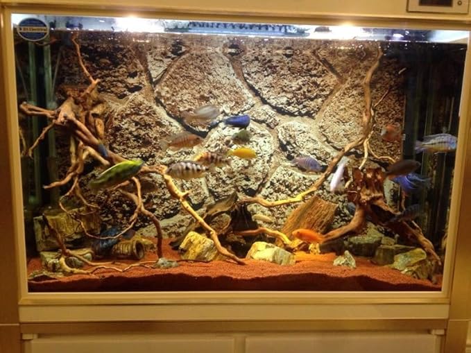 VIP. LINE Brown Stone Texture Aquarium Reptile Background Poster for Snake Fish Tank Backdrop Sticker Selfadhesive (48" x 20"/ 122 x 50cm)