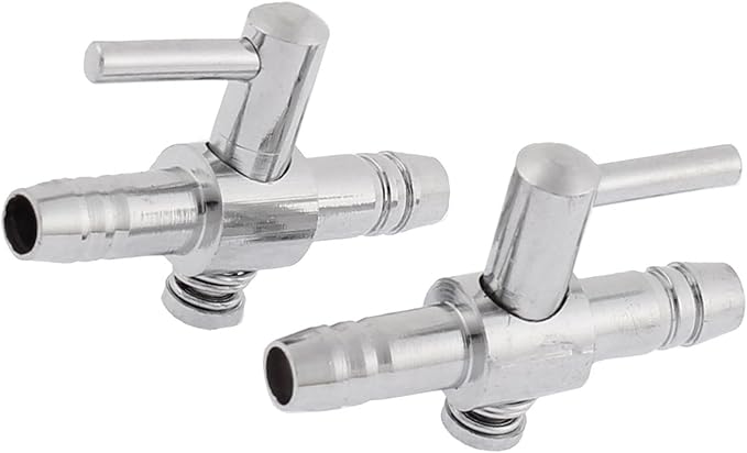 Air Pump Control Valve, Single Way Air Valve Distributor for Aquarium Pump, 1.2X 0.8X 0.3 Inch (Silver Tone 2pcs)