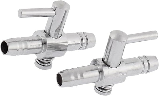 Air Pump Control Valve, Single Way Air Valve Distributor for Aquarium Pump, 1.2X 0.8X 0.3 Inch (Silver Tone 2pcs)