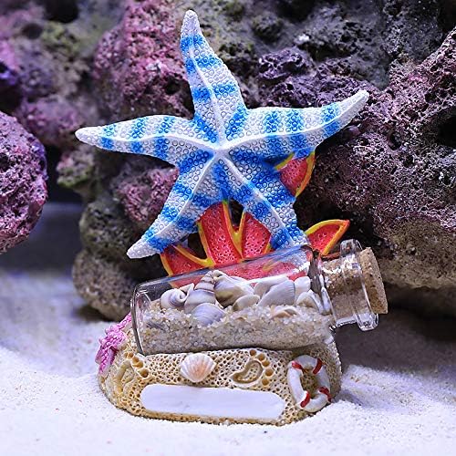 OMEM Aquarium Ornament Wishing Bottle Coral Rockery Aquarium Accessories Aquarium Landscaping Decoration (Starfish)