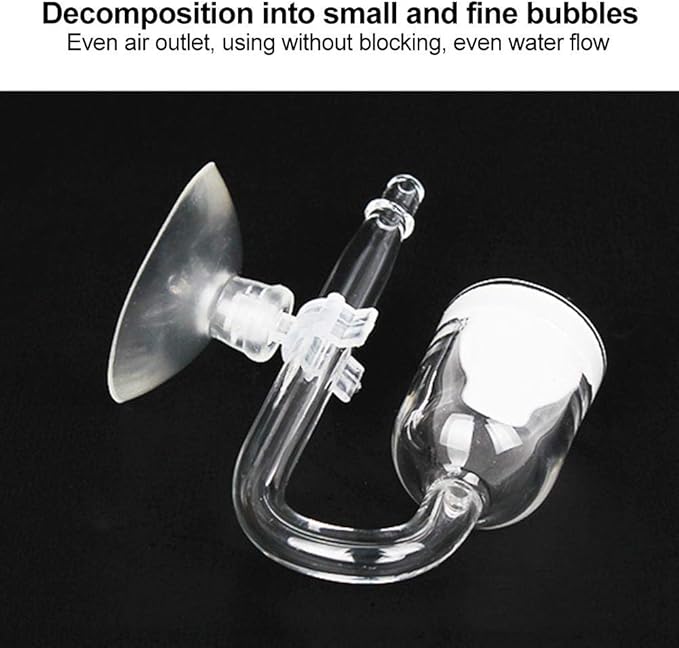 TOPINCN Aquarium CO2 Diffuser High Transparent Glass Aquarium Carbon Dioxide Diffuser Atomiser with U-Shape Tube for Fish Plants Water Grass