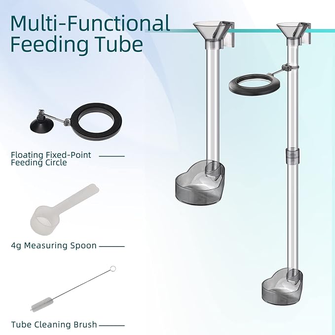 UPETTOOLS Shrimp Feeding Dish Set, Aquarium Fish Feeder Tube Kit Clear Durable Shrimp Feeding Tube with Feeding Ring, Cleaning Brush for Fish Tank