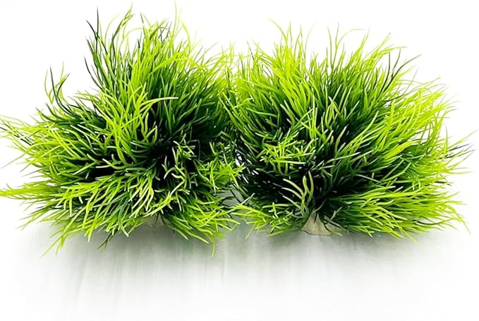 Aquarium Plants Fish Tank Decorations 2pcs Small Size/3.5inch Ornament Plastic Artificial Plant Goldfish Waterscape Fish Hides Mini Grass Set (2pcs/Green)