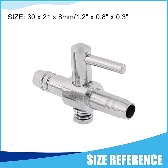 Air Pump Control Valve, Single Way Air Valve Distributor for Aquarium Pump, 1.2X 0.8X 0.3 Inch (Silver Tone 2pcs)