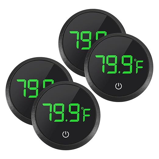 4PCS LED Aquarium Thermometer Fish Tank Thermometer Reptile Terrarium Water Temperature Test Digital Thermometer for Fish, Axolotl, Turtle and Aquatic