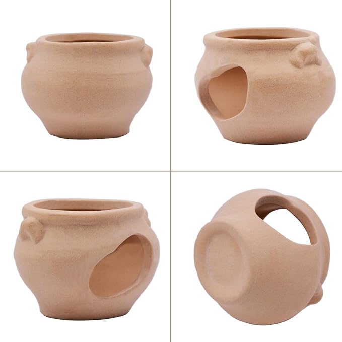 AnRui Aquarium Decorations Mini Ceramic Jar Fish Tank Hideout Cave Cute Pot Aquarium Accessories Decor Ornaments for Cichlid, Small Fish, Shrimp to Play Hide Breed Habitat
