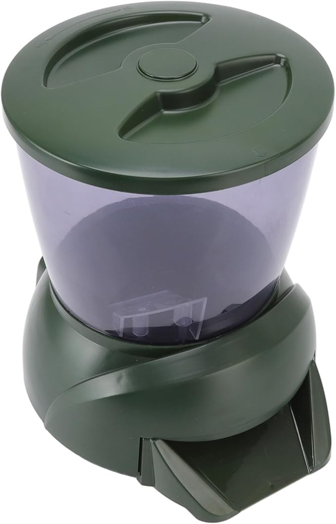 Asixxsix Automatic Fish Feeder, 4.25L Large Capacity LCD Screen Weatherproof Outdoor Automatic Pond Fish Feeder, Vacation with Adjustable Portion Control 1-4 Daily Feedings