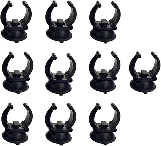 10Pcs Aquarium Suction Cup Clips, 18-22mm, Black, Universal Fish Tank Holders for Heaters, Pumps, Filters and Hood